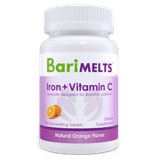 BariMelts Bariatric Iron with Vitamin C Supports Healthy Iron Levels, 90 Fast-Dissolving Tablets, Post Weight Loss Surgery Patients, Orange Flavored Dietary Supplements