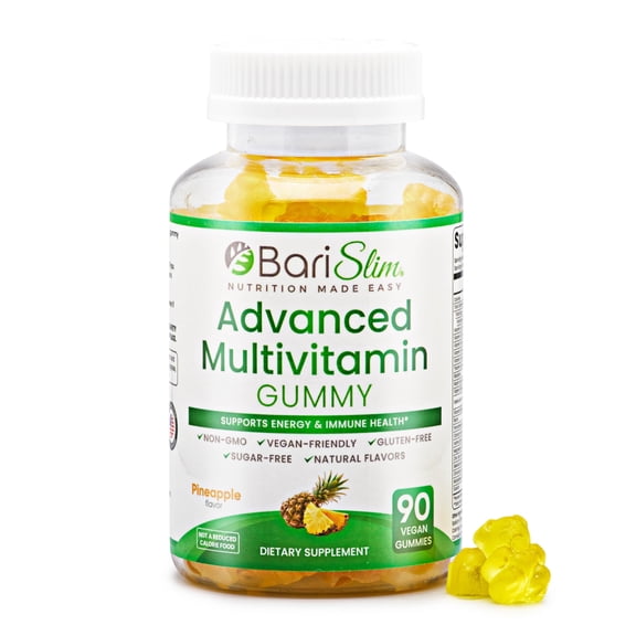 BariSlim Advanced Bariatric Multivitamin Gummies - Bariatric Vitamins for Patients After Weight Loss Surgery | Pineapple (90 Vegan Gummies)