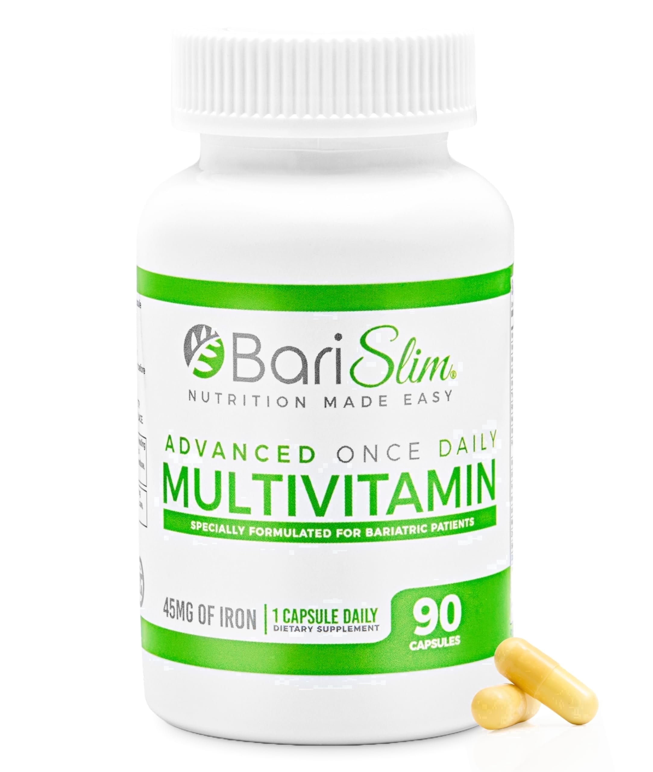 BariSlim Bariatric Multivitamin Capsule for Energy & Nutritional Support, 90 Count, 4.2 oz,  Adult