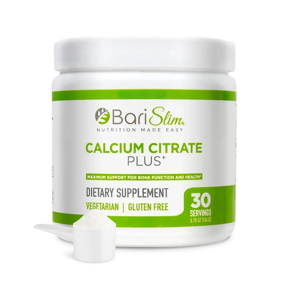 BariSlim Calcium Citrate Plus Powder for Bariatric Patients - Unisex, Adults - 600 mg (30 Servings)