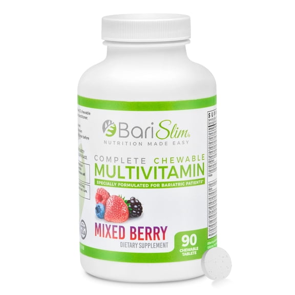 BariSlim Chewable Multivitamin Tablets for Bariatric Patient, Unisex, Health | Mixed Berry, 90 Count