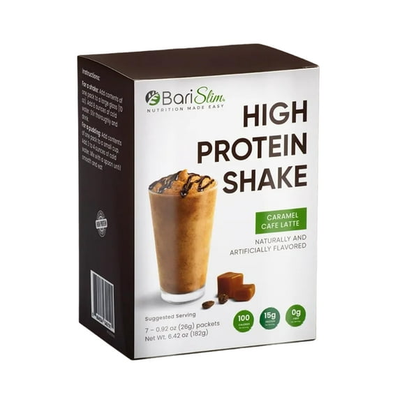 BariSlim High Protein Shake - Delicious & Nutritious Meal Replacement Shake - Low Sugar & Carbt | Carmel Caffe Latte (9 oz)