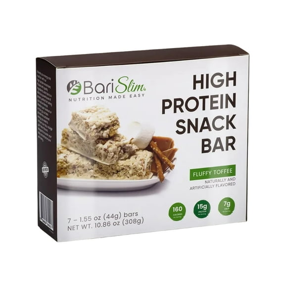 BariSlim High Protein Snack Bar for Bariatric Patients - Nutrient Rich Snack for Post-Surgery Wellness | Salted Toffee Pretzel Bar (13 oz)