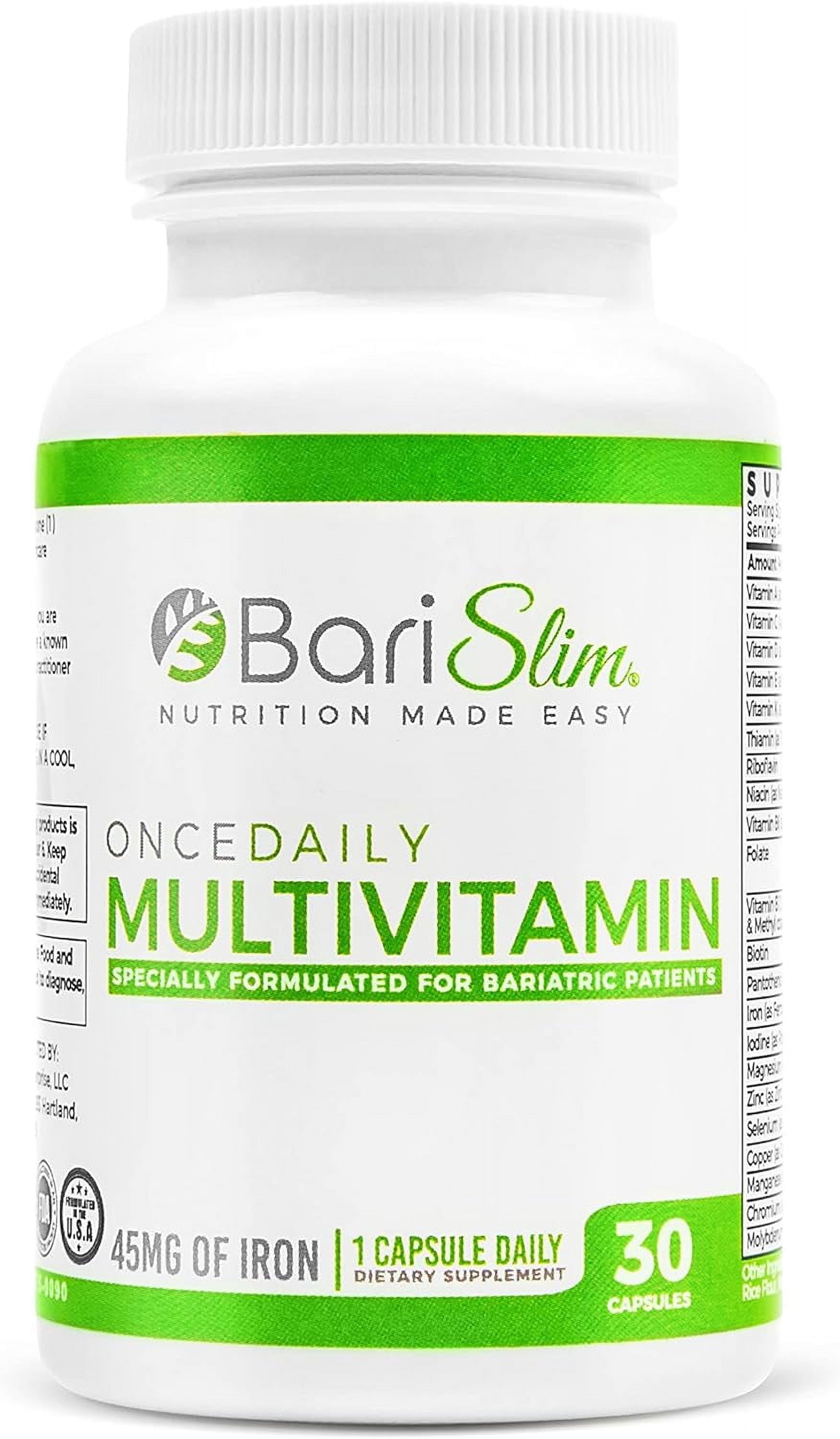 BariSlim Once Daily Bariatric Multivitamin Capsule 45mg of Iron Bariatric Vitamin