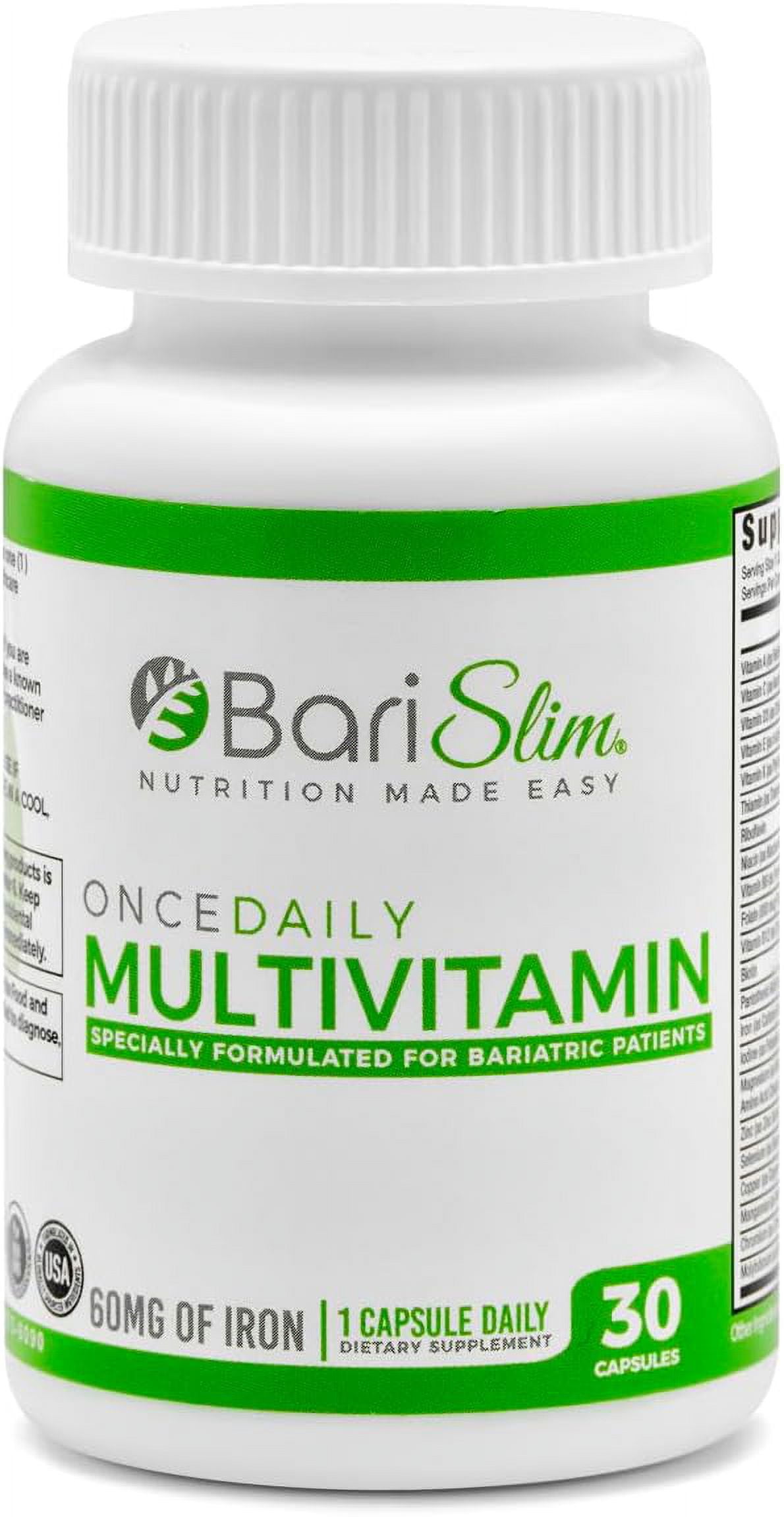BariSlim Once Daily Bariatric Multivitamin Capsule 60mg of Iron Bariatric Vitamin