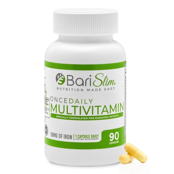 BariSlim Once Daily Multivitamin Capsules with 18 mg Iron for Energy Support, Immune Health & Nutrient Deficiency, Adults, 90 Count