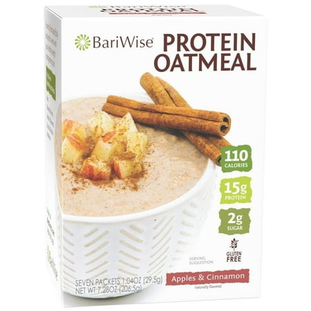 BariWise Instant Protein Oatmeal, Apples & Cinnamon, Low Sugar, Gluten Free, Low Carb (7ct)