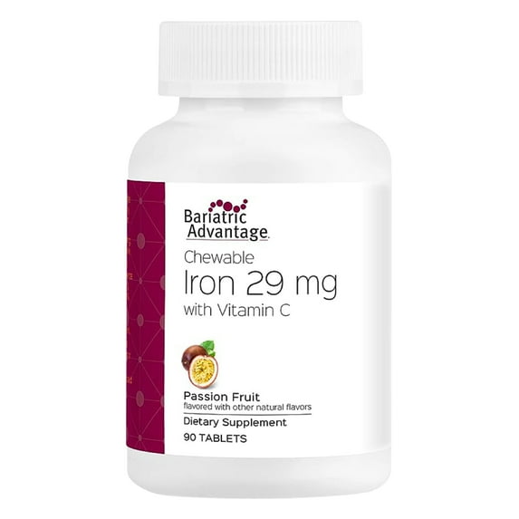 Bariatric Advantage Chewable Iron (29mg) with Vitamin C - Passion Fruit