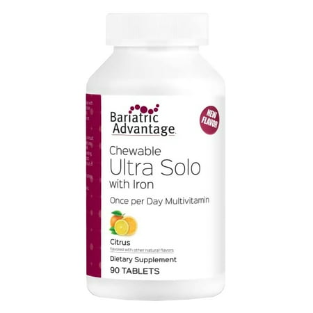 Bariatric Advantage Chewable Ultra Solo with Iron - Once-Per-Day Daily Multivitamin - For Bariatric Patients - With Thiamin, Vitamin A & More - Gluten Free - Citrus - 90 Tablets price history and forecast - Bariatric Advantage