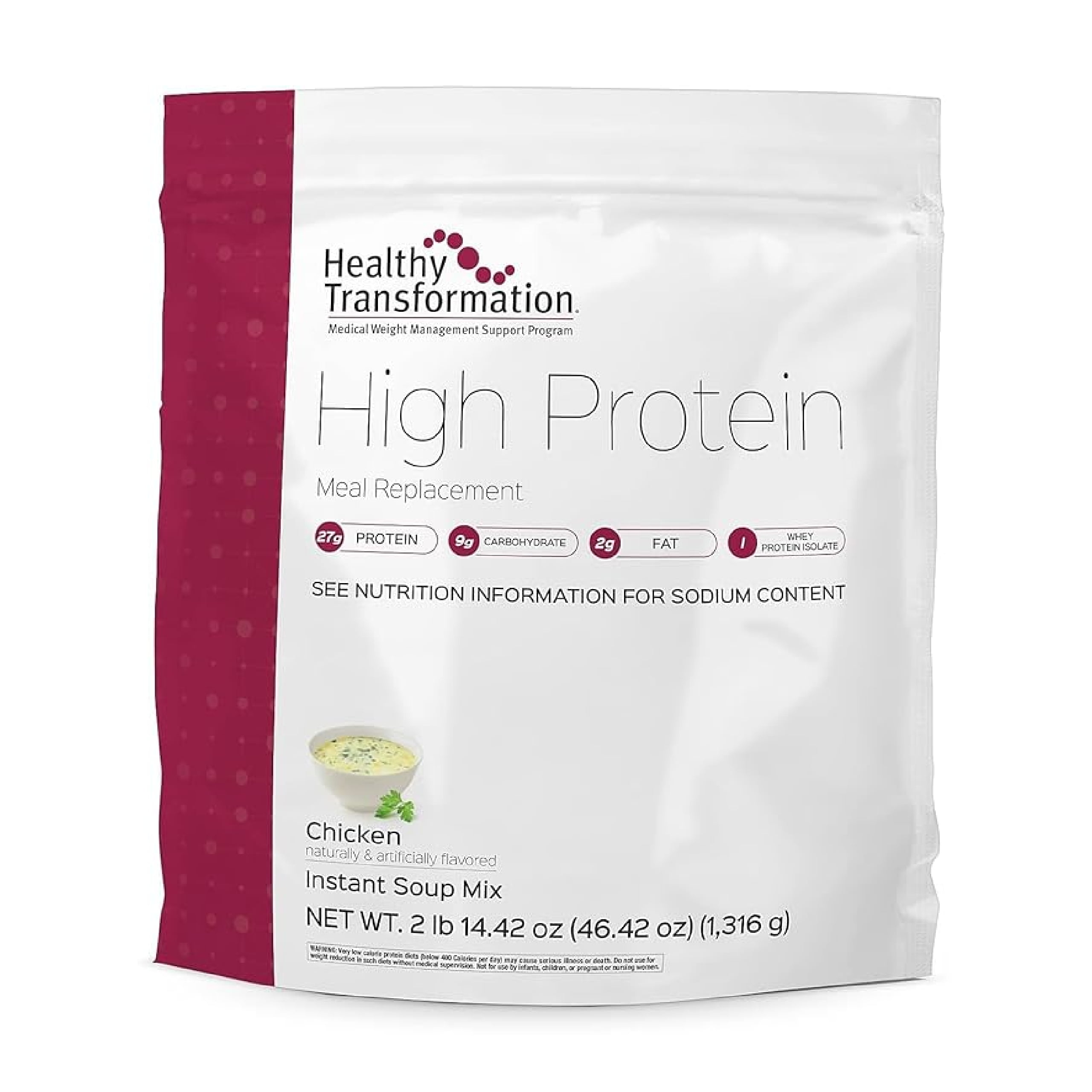 Bariatric Advantage High Protein Meal Replacement Drink Mix, Protein Powder Whey Isolate for Gastric Bypass and Sleeve Gastrectomy Patients, 27g Protein, Lactose Free - Chicken Soup - 28 Servings
