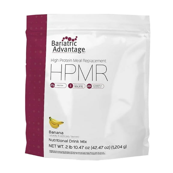 Bariatric Advantage High Protein Meal Replacement Drink Mix, Protein Powder Whey Isolate for Gastric Bypass and Sleeve Gastrectomy Patients, 27g Protein, Lactose Free - Banana - 28 Servings