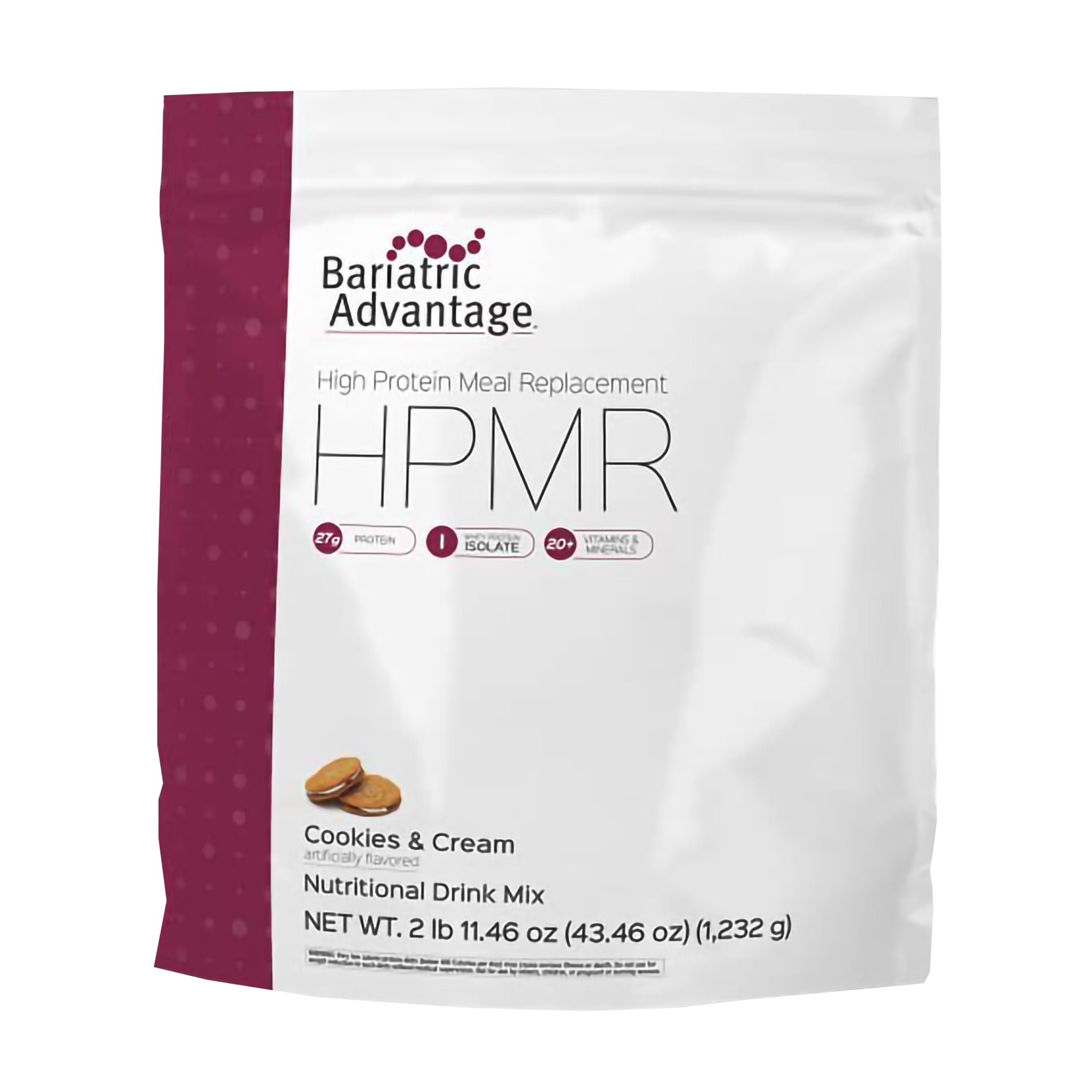 Bariatric Advantage High Protein Meal Replacement Drink Mix, Protein Powder Whey Isolate for Gastric Bypass and Sleeve Gastrectomy Patients, 27g Protein, Lactose Free - Cookies & Cream - 28 Servings