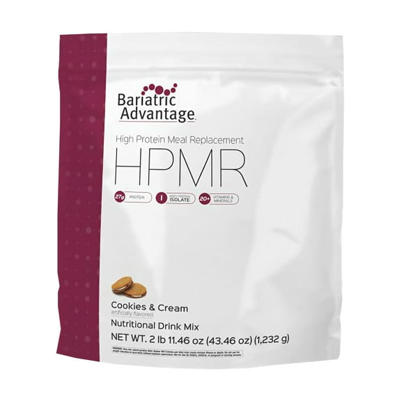 Bariatric Advantage High Protein Meal Replacement Drink Mix, Protein Powder Whey Isolate for Gastric Bypass and Sleeve Gastrectomy Patients, 27g Protein, Lactose Free - Cookies & Cream - 28 Servings