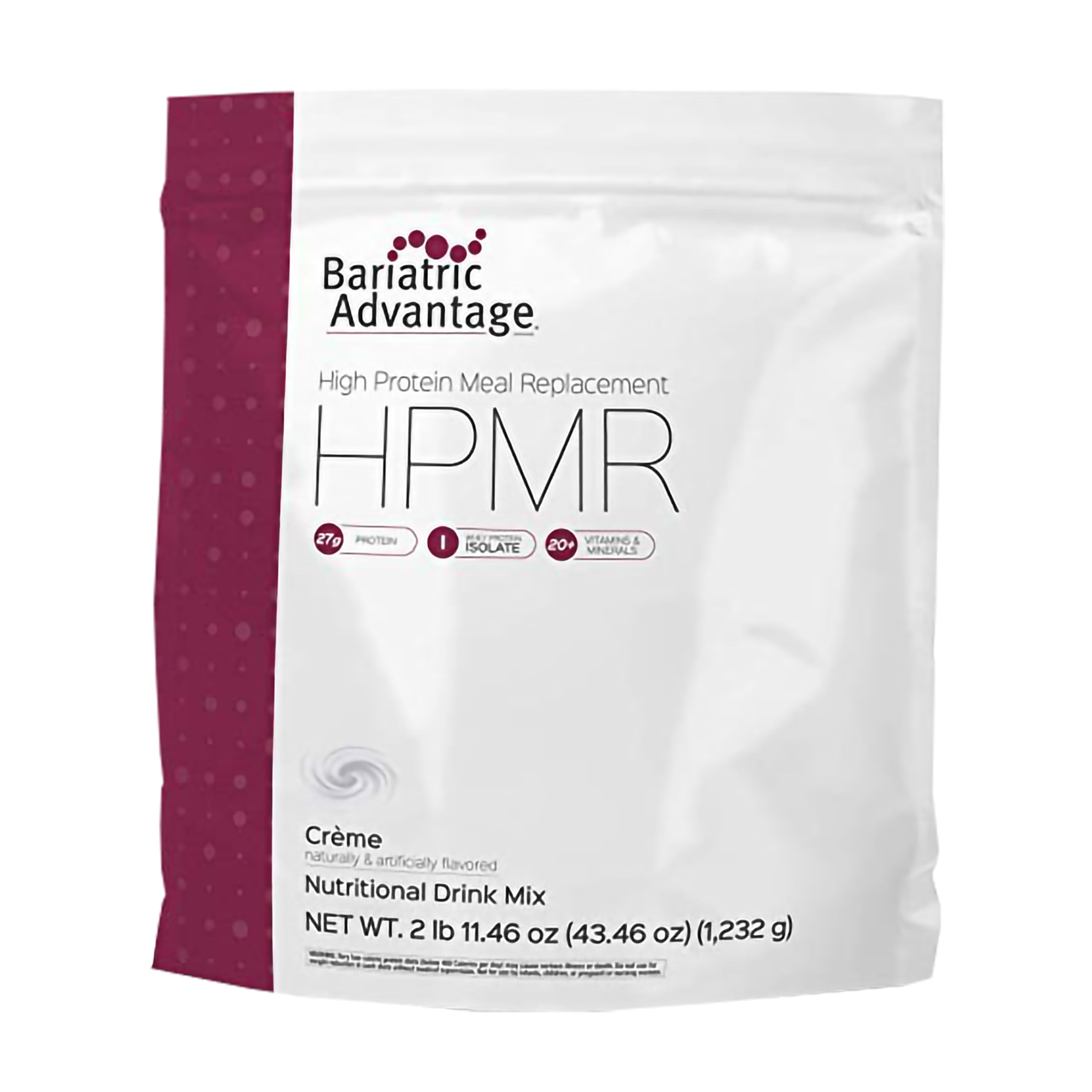 Bariatric Advantage High Protein Meal Replacement Drink Mix, Protein Powder Whey Isolate, 27g Protein, Lactose Free - Creme - 28 Servings