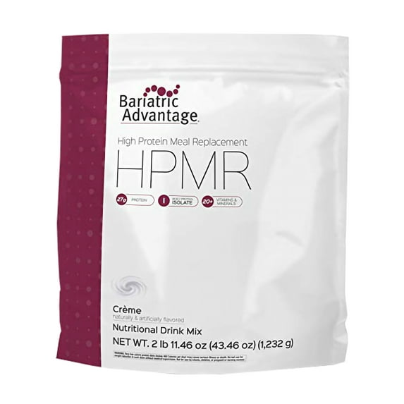 Bariatric Advantage High Protein Meal Replacement Drink Mix, Protein Powder Whey Isolate, 27g Protein, Lactose Free - Creme - 28 Servings