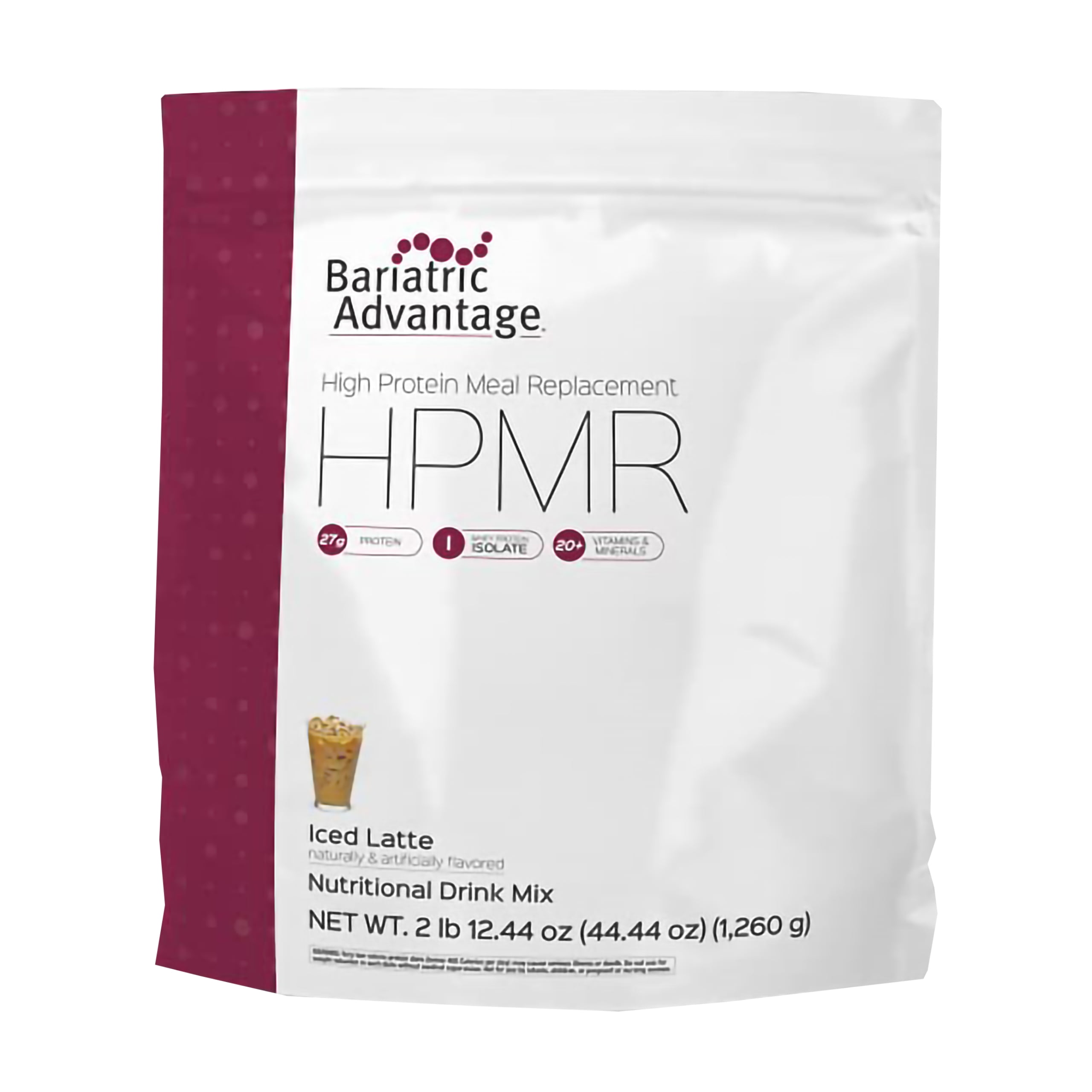 Bariatric Advantage High Protein Meal Replacement Drink Mix, Protein Powder Whey Isolate for Gastric Bypass and Sleeve Gastrectomy Patients, 27g Protein, Lactose Free - Iced Late - 28 Servings