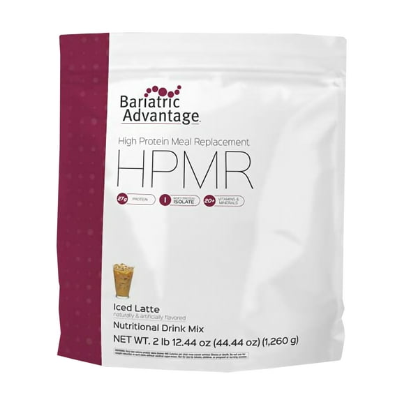 Bariatric Advantage High Protein Meal Replacement Drink Mix, Protein Powder Whey Isolate for Gastric Bypass and Sleeve Gastrectomy Patients, 27g Protein, Lactose Free - Iced Late - 28 Servings