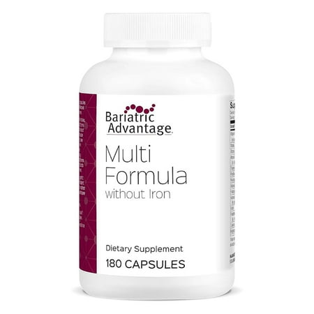 Bariatric Advantage Multi Formula Without Iron, High Potency Daily Multivitamin for Bariatric Surgery Patients with 22 Essential Vitamins and Nutrients - 180 Capsules