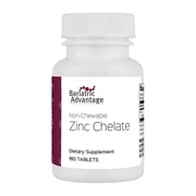 Bariatric Advantage Non Chewable Zinc Chelate, Highly Absorbable 20 mg Zinc Arginine and Zinc Glycine Tablets - 180 Tablets
