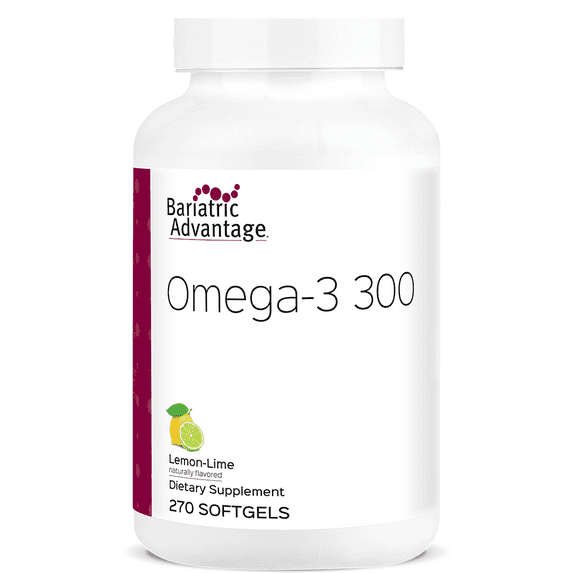 Bariatric Advantage Omega-3 300 - High DHA & EPA Content - Concentrated Triglycerides Fish Oil - Antioxidants Supplement* - Fish Oil DHA EPA - 270 Softgels - Lemon Lime