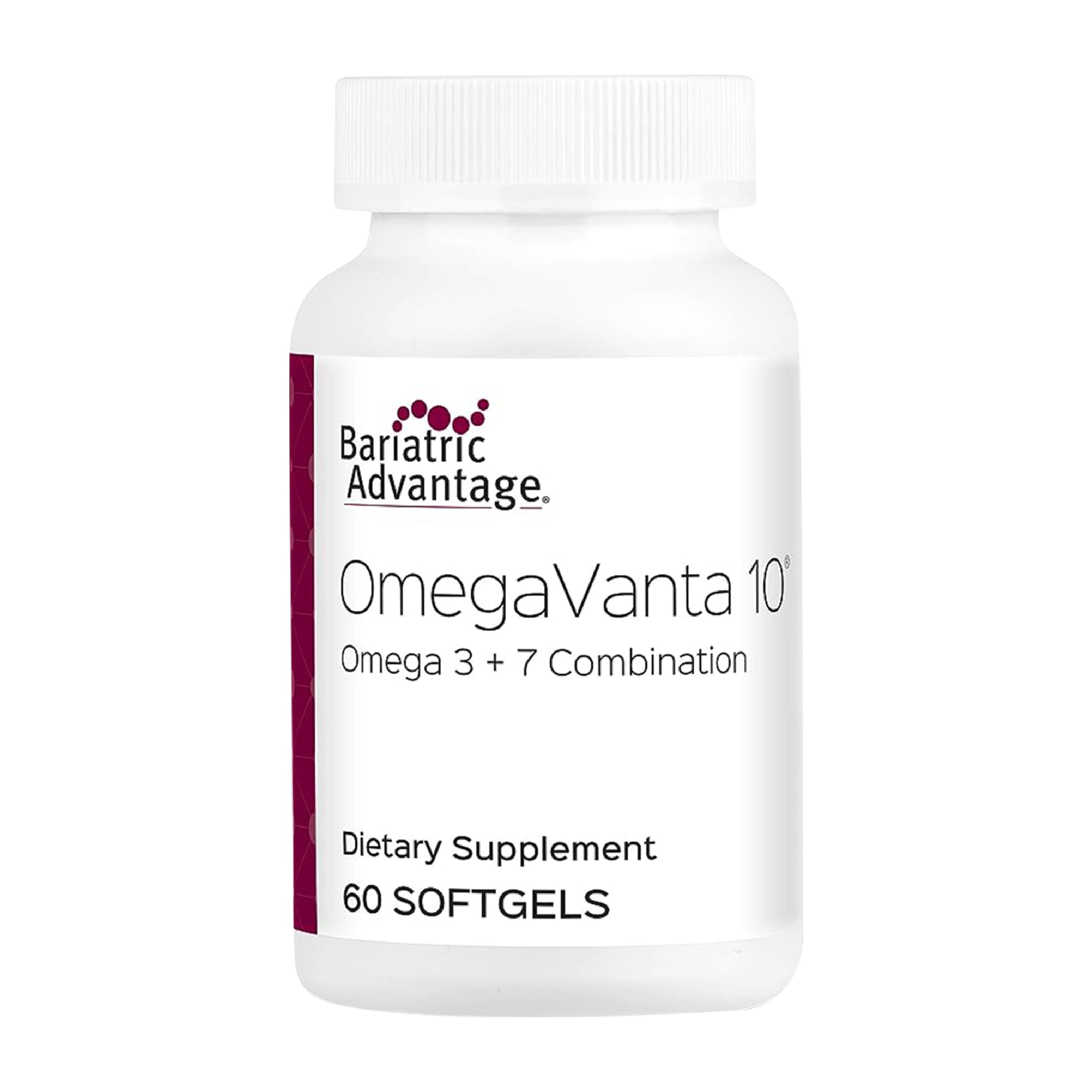 Bariatric Advantage OmegaVanta 10, Omega 3 and Omega 7 Combination EPA DHA Supplement for Overall Cardiovascular Health - Natural Lemon Flavor, 60 Softgels