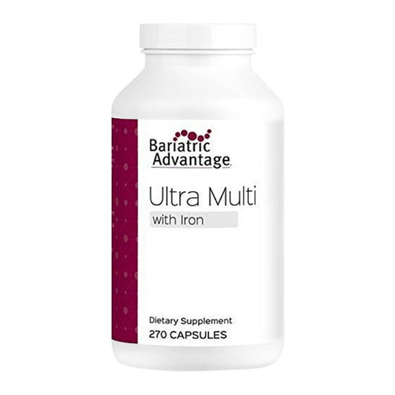Bariatric Advantage Ultra Multivitamin with Iron - Ultra Multi with Iron - Capsule Format Multivitamin - Provides Full Complex Of B Vitamins - With Vitamin C, Chromium & More - 270 Capsules