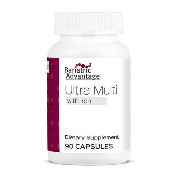 Bariatric Advantage Ultra Multivitamin with Iron - Ultra Multi with Iron - Capsule Format Multivitamin - Provides Full Complex Of B Vitamins - With Vitamin C, Chromium & More - 90 Capsules