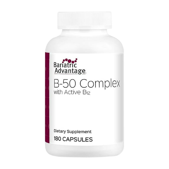 Bariatric Advantage Vitamin B50 Complex - High-Potency, Easy-Digest Mini Capsules - Vitamin B Complex Supplements - Brain Health Support* - 180 Count