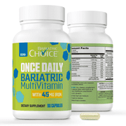 Bariatric Choice Once-Daily Bariatric Multivitamin with 45 mg of Iron | Easy to Swallow Capsule | Vitamin for Bariatric Surgery Patients | 90 Count 3-Month Supply
