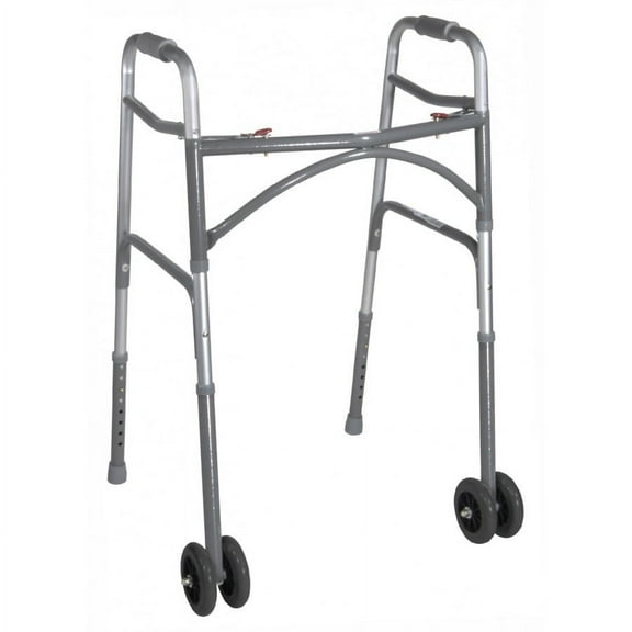 Bariatric Dual Release Folding Walker Adjustable Height drive Aluminum 32 to 39 Inch - 500 lb Weight Capacity