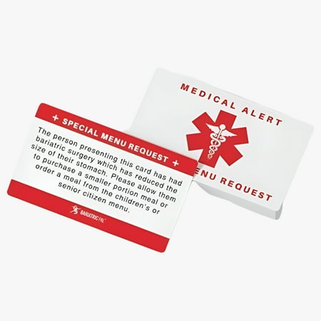 Bariatric Patient Restaurant Special Menu Request Card 2.0 Size: 5 Pack