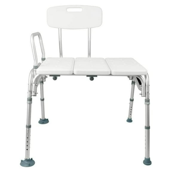 Bariatric Shower Chair - Tub Transfer with Height Adjustable Legs (400 Pound Capacity) - Reversible & Sliding Bath Seat with Backrest, Armrest, Wide Seat - for Seniors, Elderly