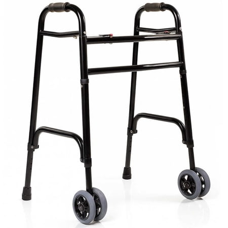 Vive Bariatric Walker with Wheels for Seniors, Extra Wide Heavy Duty Rolling Walker, 600 lb Weight Capacity, Foldable, Adjustable Height, Dual Stand Assist Handles