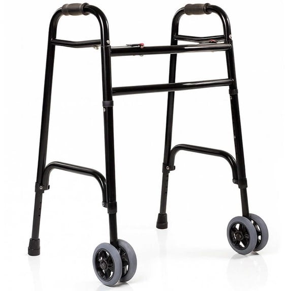 Vive Bariatric Walker with Wheels for Seniors, Extra Wide Heavy Duty Rolling Walker, 600 lb Weight Capacity, Foldable, Adjustable Height, Dual Stand Assist Handles