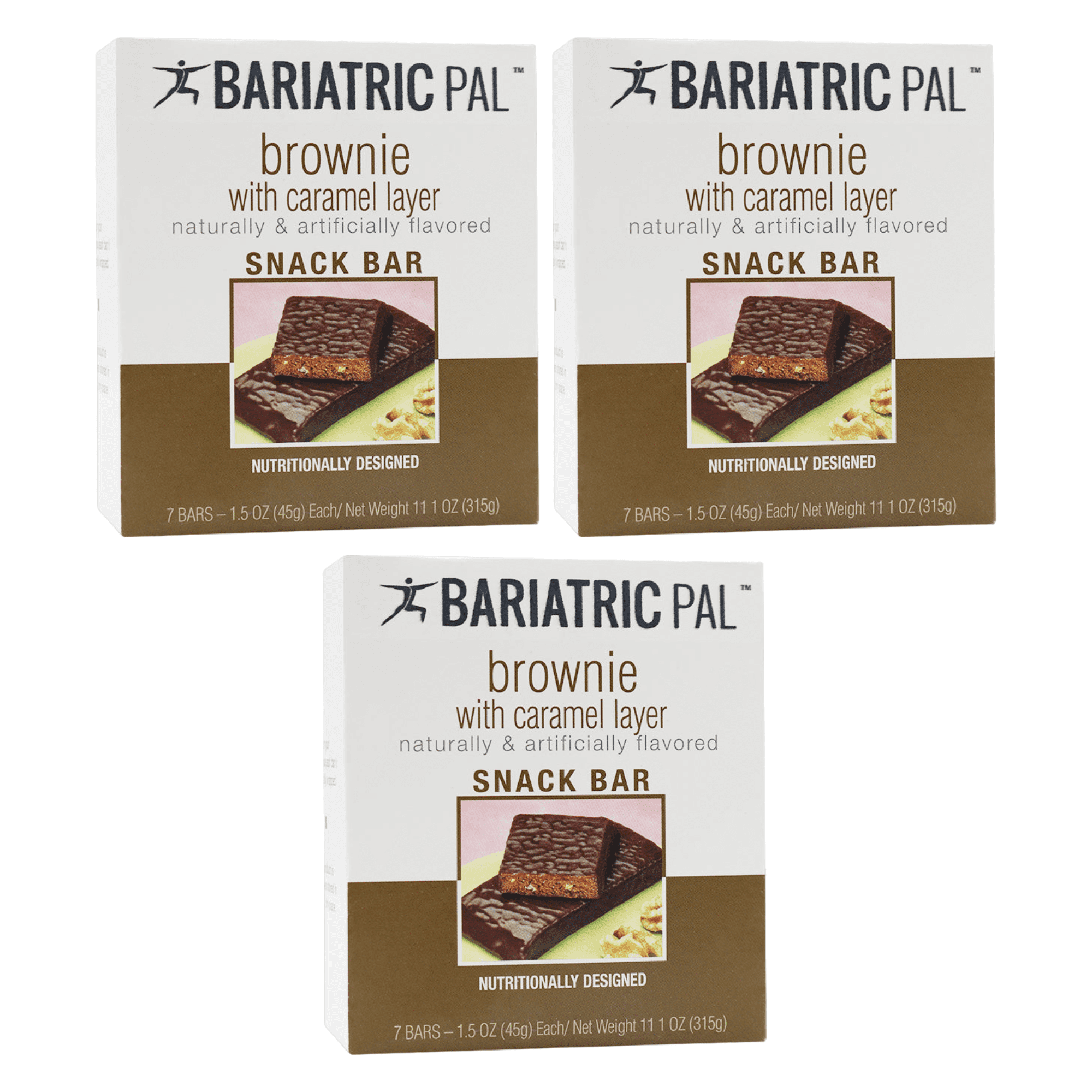 BariatricPal 10g Protein Snack Bars - Brownie with Caramel Layer Size: 3-Pack