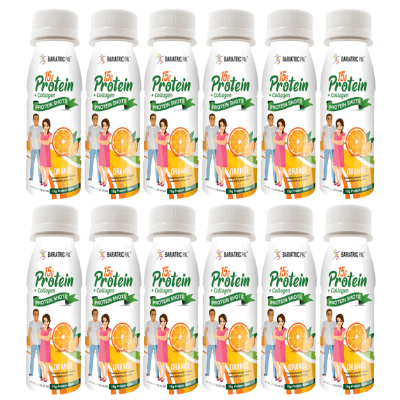 BariatricPal 15g Whey & Collagen Complete Protein Shots - Orange (12-Pack)