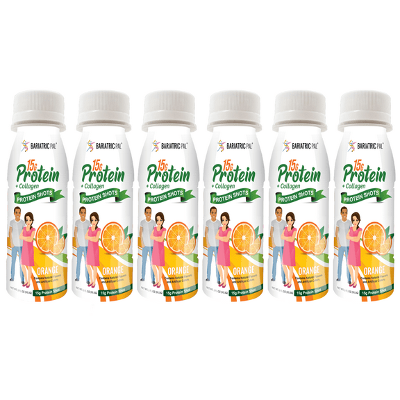 BariatricPal 15g Whey & Collagen Complete Protein Shots - Orange (6-Pack)