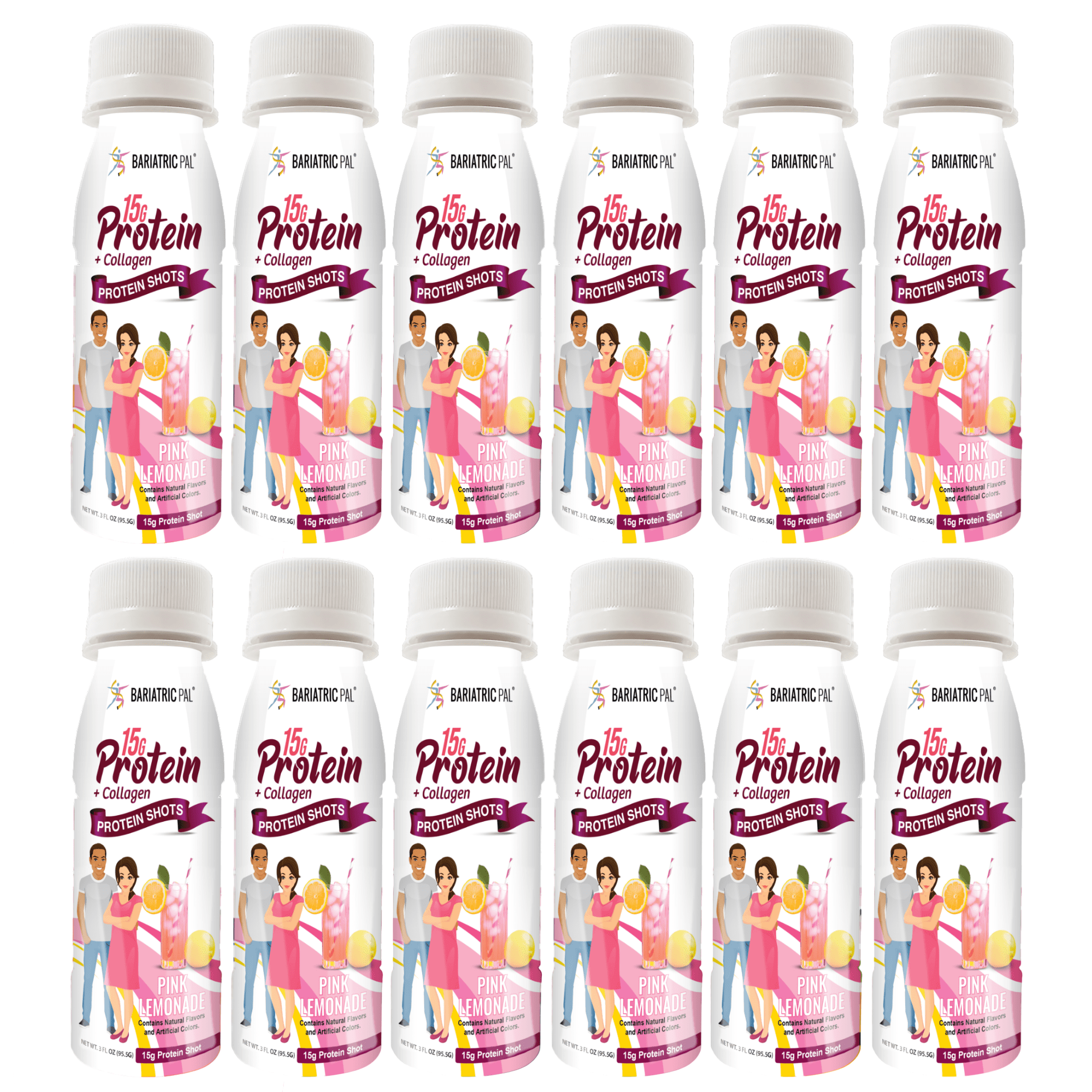 BariatricPal 15g Whey Protein & Collagen Shots - Pink Lemonade Servings: 12-Pack
