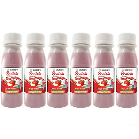 BariatricPal 25g Whey Protein & Collagen Power Shots - Crisp Apple Size: 6-Pack