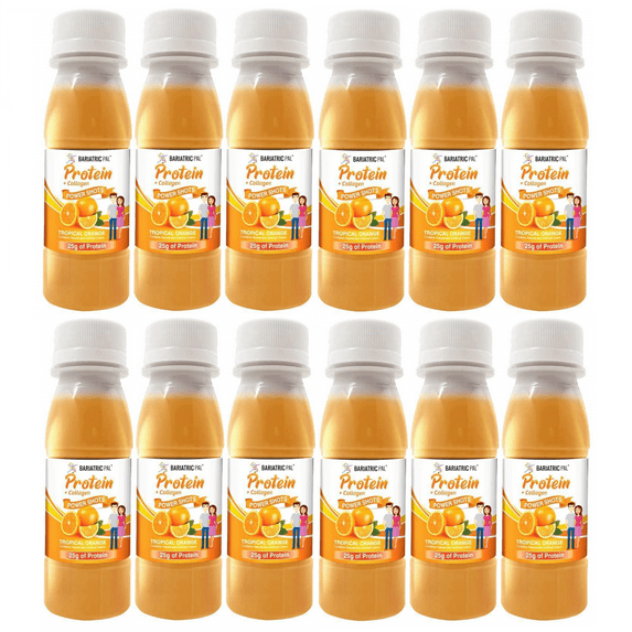 BariatricPal 25g Whey Protein & Collagen Power Shots - Tropical Orange Size: 12-Pack