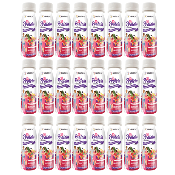 BariatricPal 30g Whey Protein & Collagen Power Pro Shots - Fruit Punch (24-Pack)