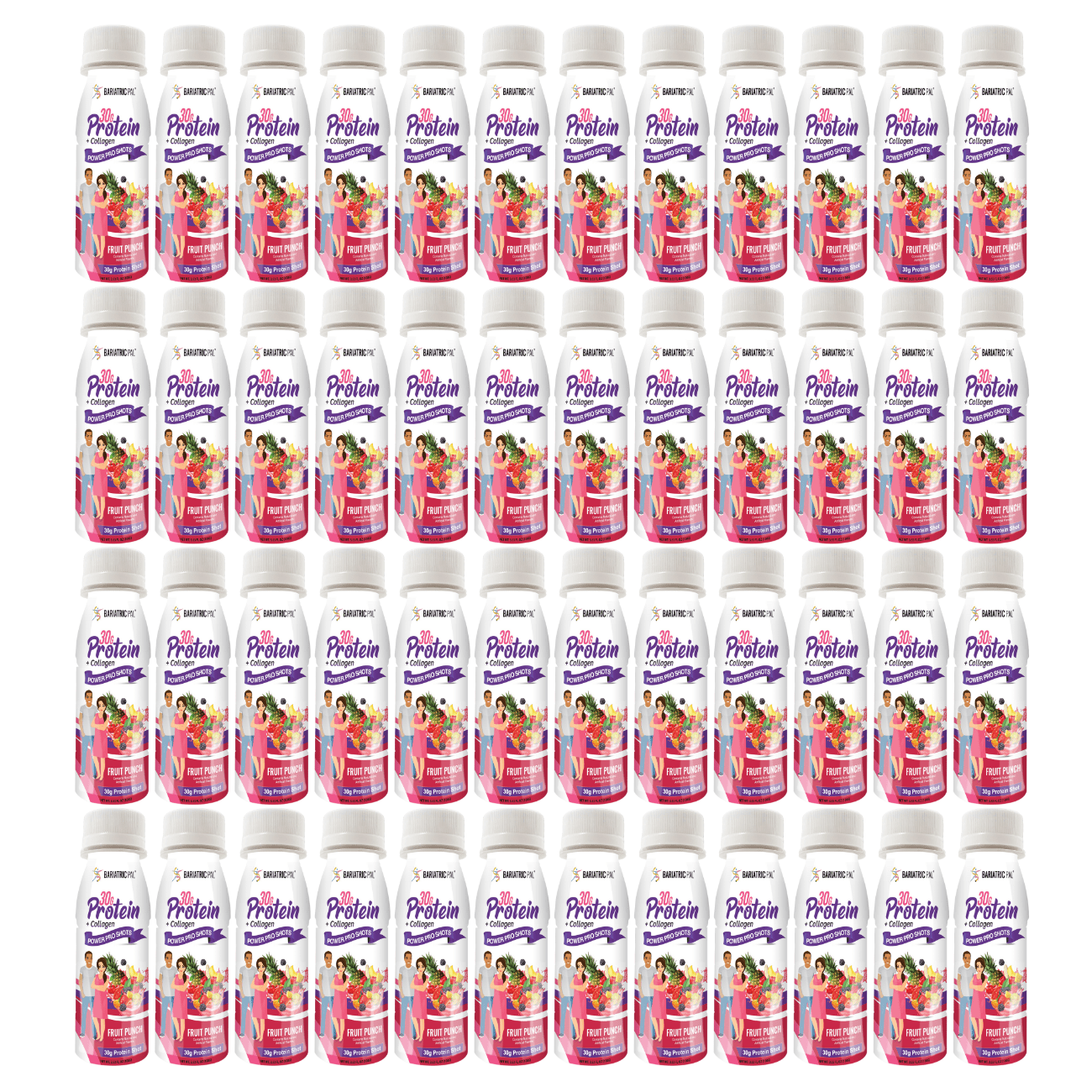 BariatricPal 30g Whey Protein & Collagen Power Pro Shots - Fruit Punch (48-Pack)