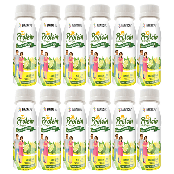BariatricPal 30g Whey Protein & Collagen Power Pro Shots - Lemon Lime (12-Pack)
