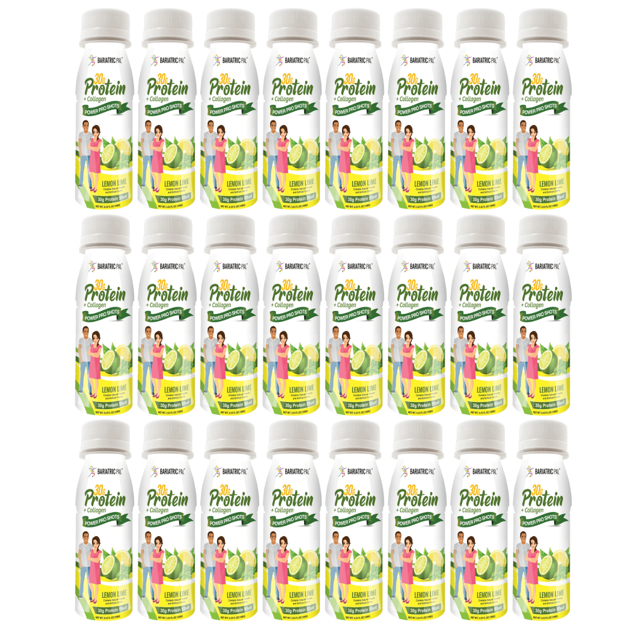 BariatricPal 30g Whey Protein & Collagen Power Pro Shots - Lemon Lime (24-Pack)
