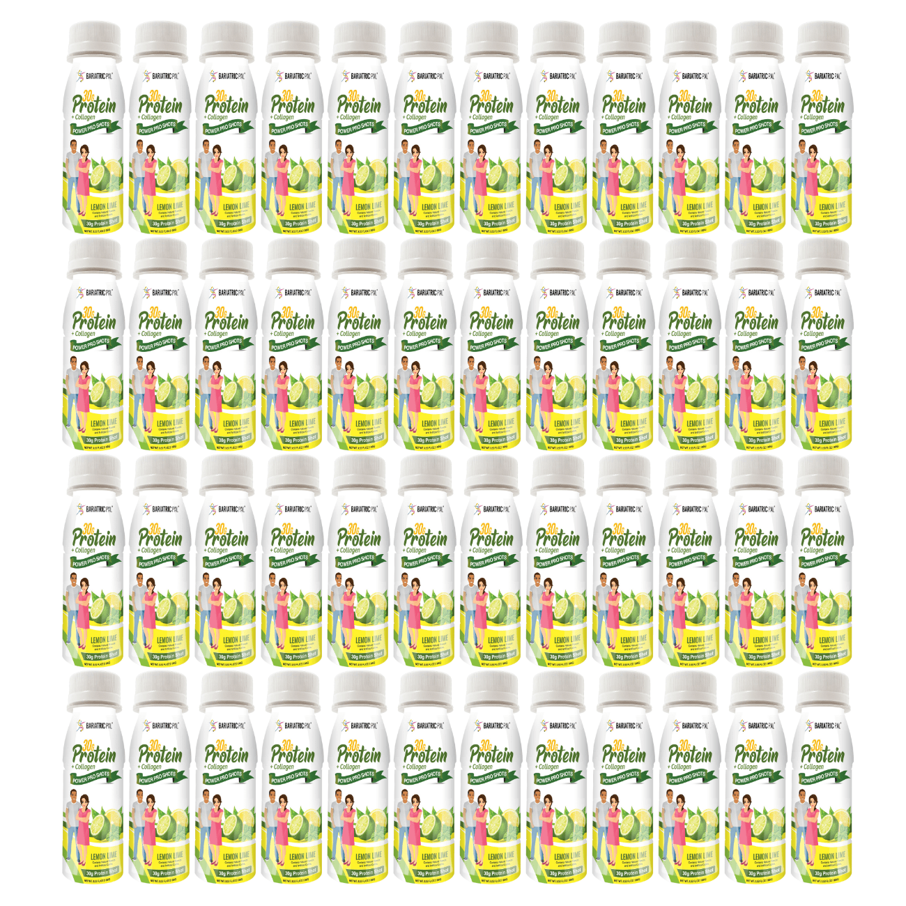 BariatricPal 30g Whey Protein & Collagen Power Pro Shots - Lemon Lime (48-Pack)