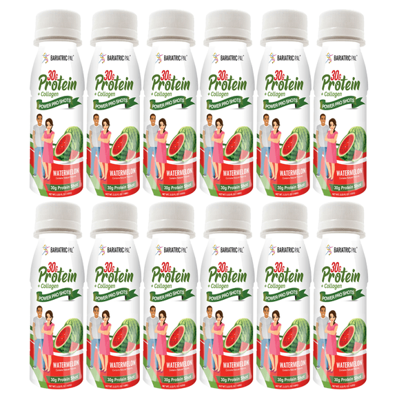 BariatricPal 30g Whey Protein & Collagen Power Pro Shots - Watermelon (12-Pack)