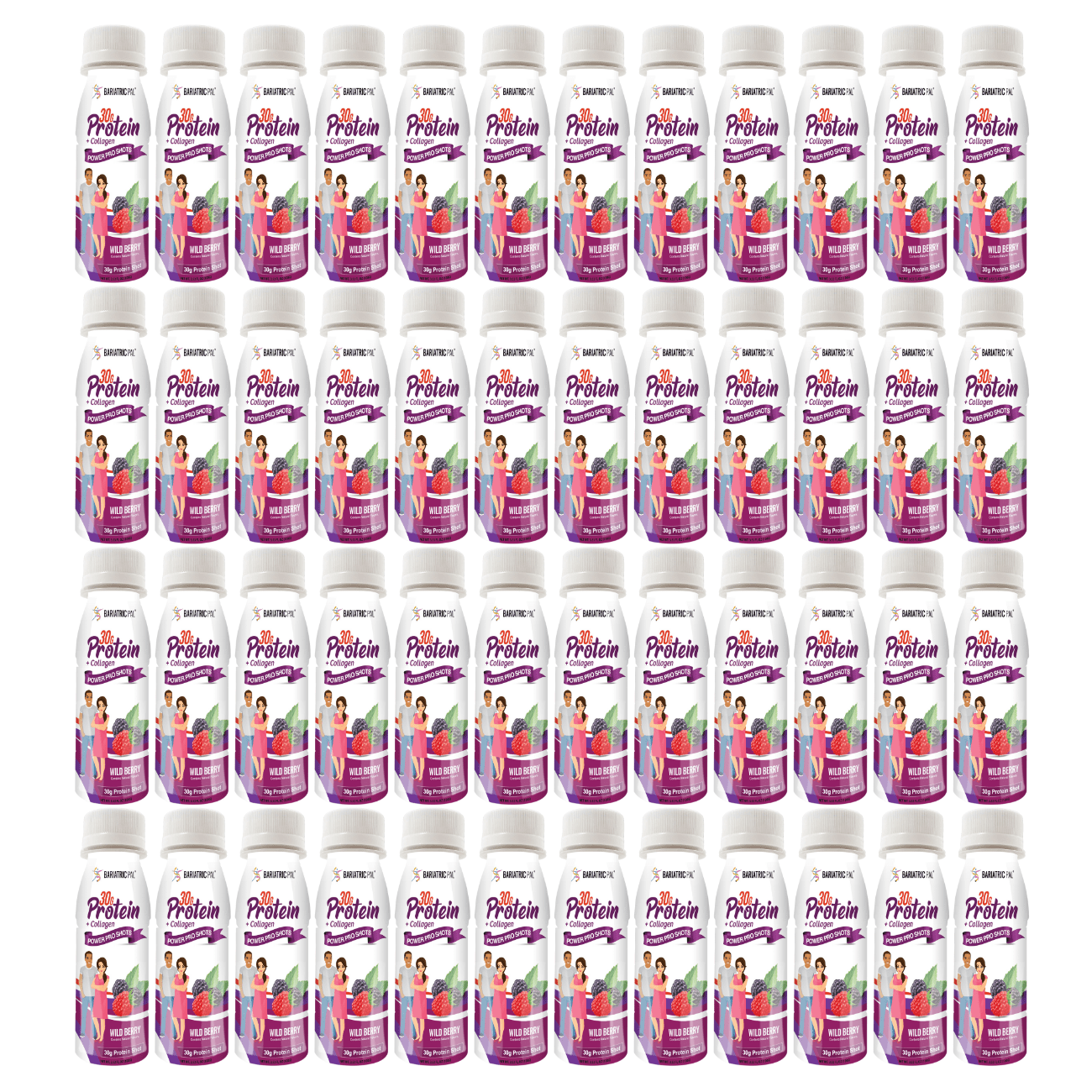 BariatricPal 30g Whey Protein & Collagen Power Pro Shots - Wild Berry (48-Pack)