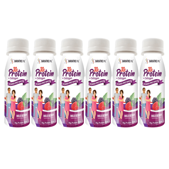 BariatricPal 30g Whey Protein & Collagen Power Pro Shots - Wild Berry (6-Pack)