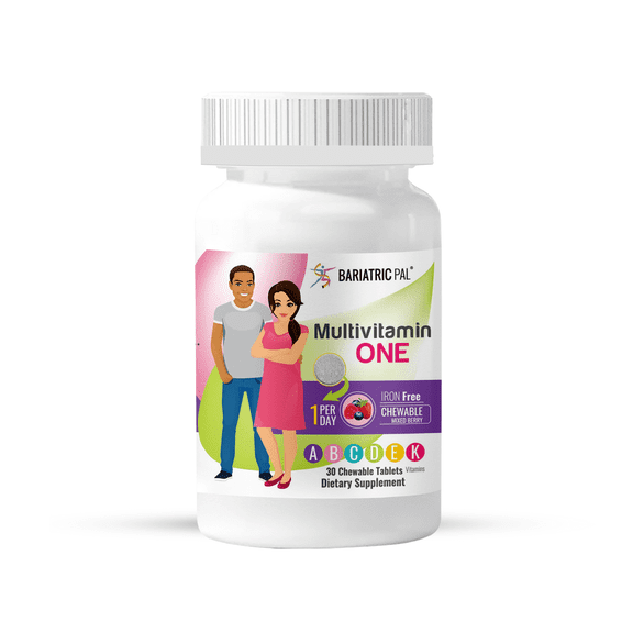 BariatricPal Multivitamin ONE "1 per Day!" Bariatric Multivitamin Chewable & IRON-FREE - Mixed Berry Size: 1-Month Supply