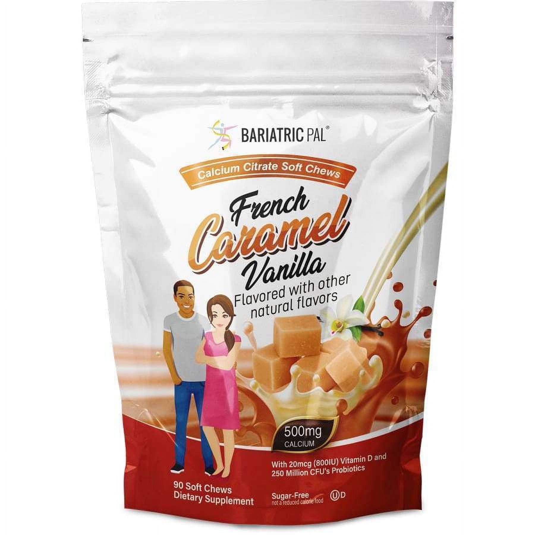 BariatricPal Sugar-Free Calcium Citrate Soft Chews 500mg with Probiotics - French Vanilla Caramel Size: 180ct